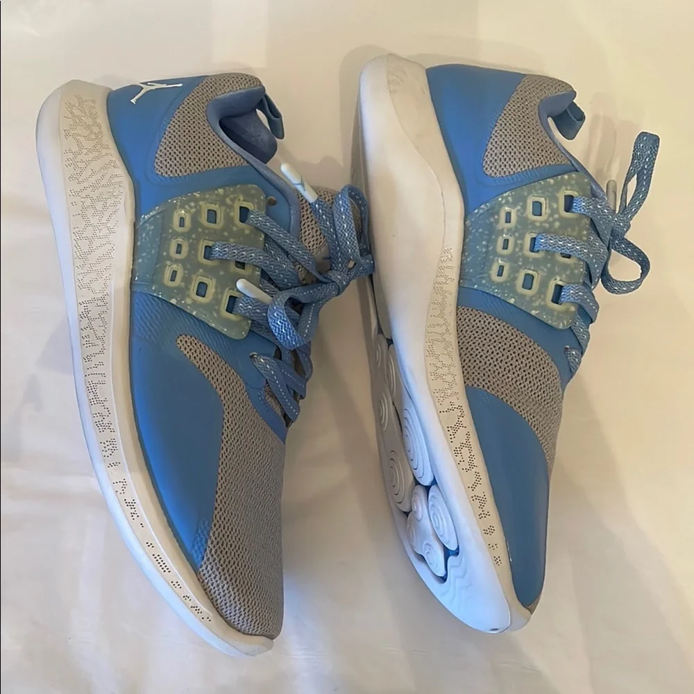 Jordan Blue and Gray Athletic Shoes with Streamlined Design